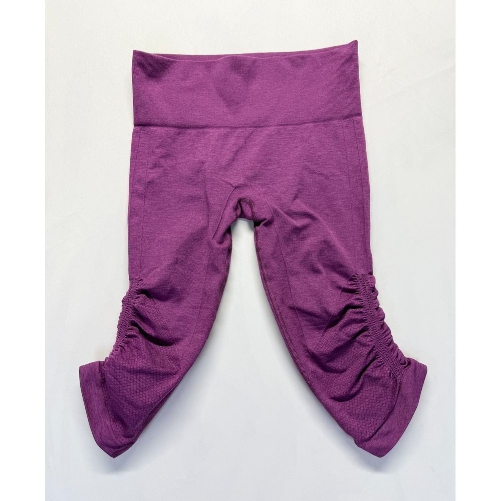 Lululemon In The Flow Crop II Leggings Womens 6 Heather Purple Ruched Hem Yoga